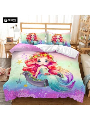 Set Copri Piumone Lenzuolo Federe Copripiumino Sirena Duvet Cover BED0096  